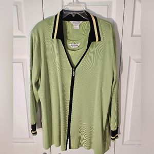 Sx 2x Misook green twinset career jacket tank plus